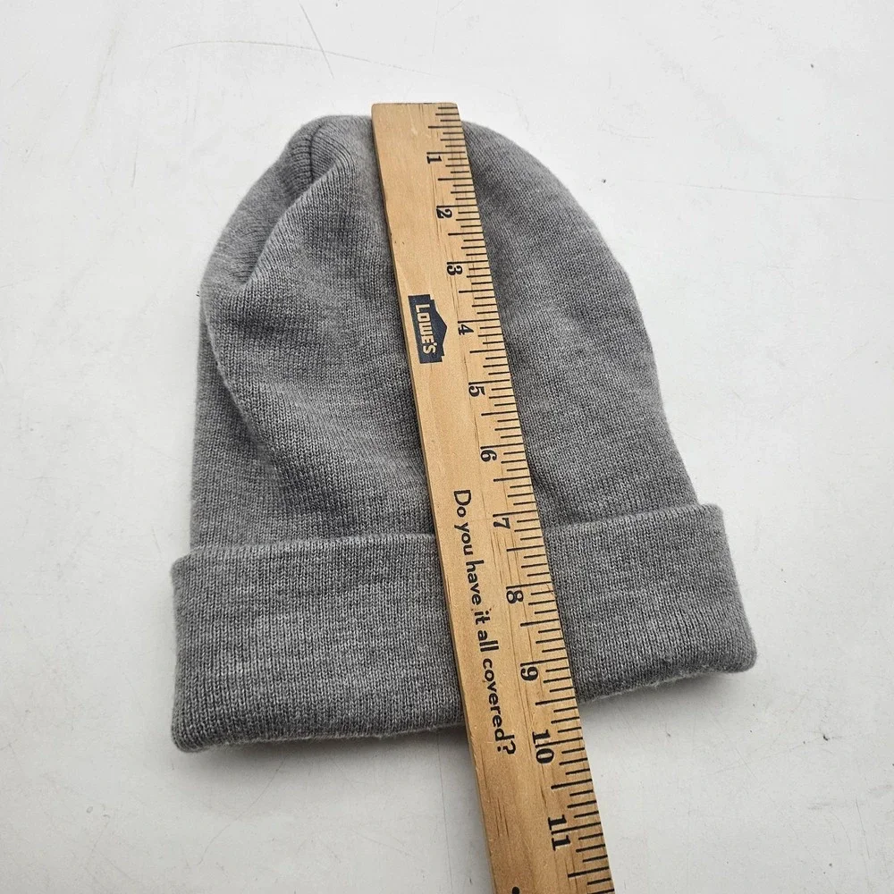 Carhartt Hat Beanie Gray Knit Cuffed Logo Patch One Size Mens Workwear A18